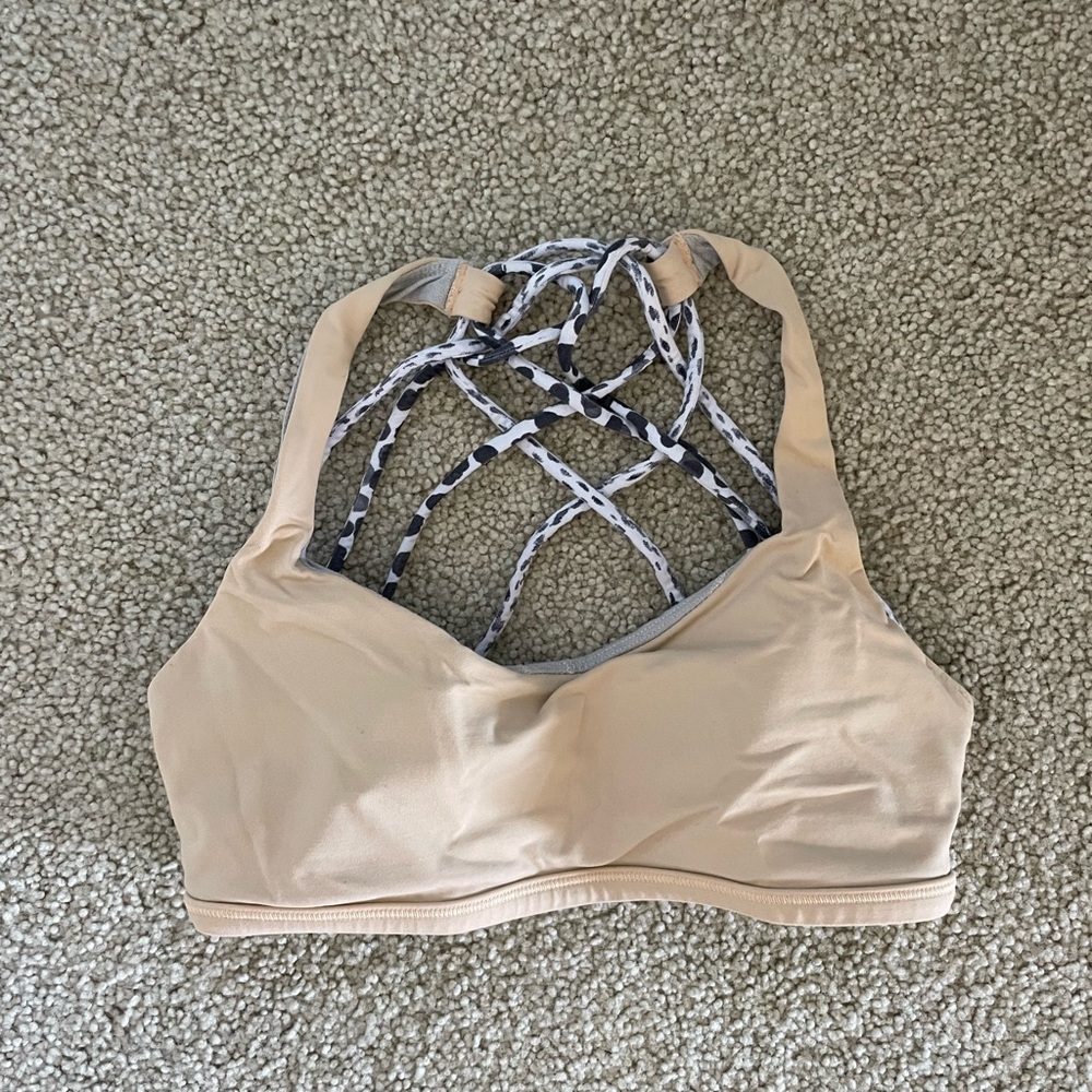 Lululemon Strappy Back Sports Bra - Beige & Patterned - Size 6